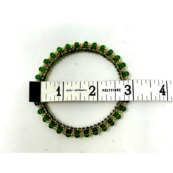 3 Vintage 1990s Handcrafted Green Beaded Bracelets - Picture 4 of 7